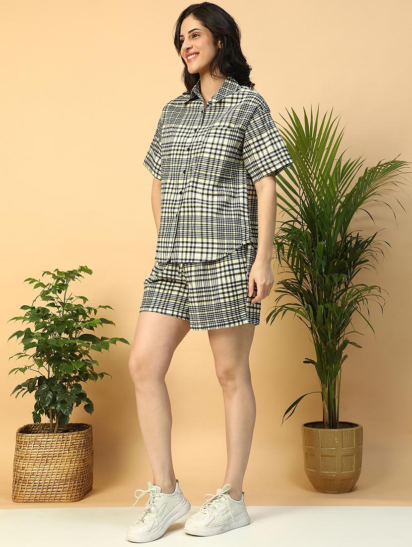 black cotton top and shorts set coord - 21971311 - Standard Image - 2