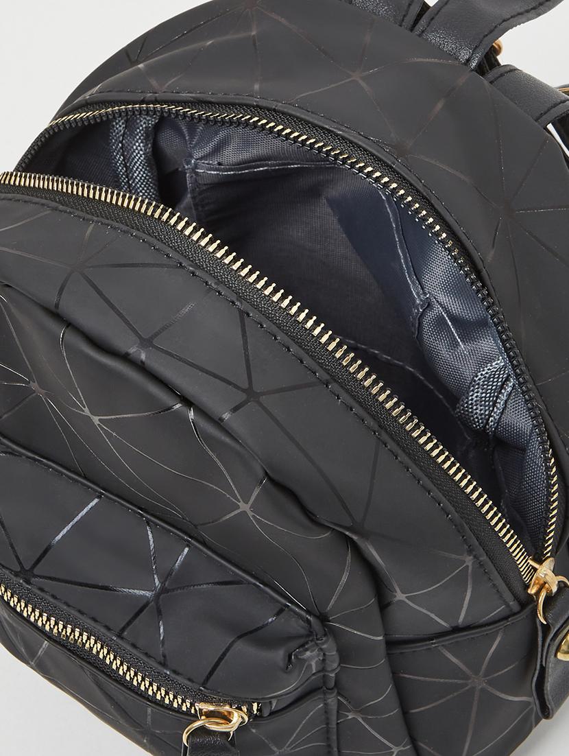 black geometric pattern fashion backpack - 21971318 - Standard Image - 2