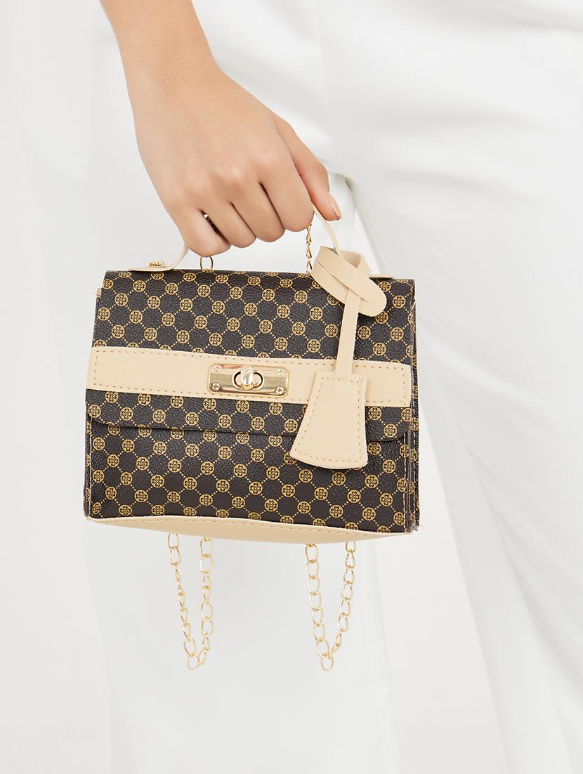 printed brown pu handbag - 21971371 - Standard Image - 2