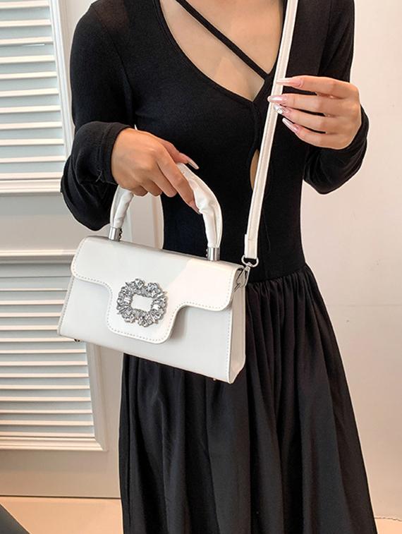 white embellished party wear pu handbag - 21971381 - Standard Image - 2