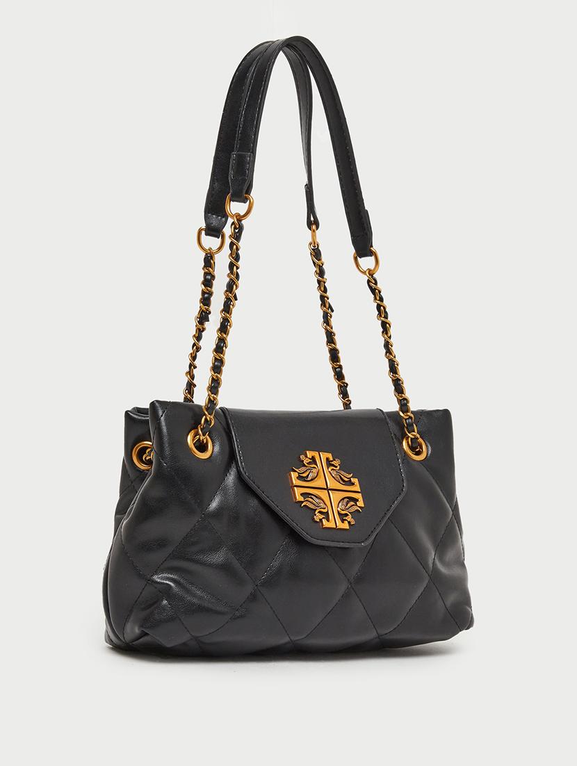 quilted black textured shoulder handbag - 21971403 - Standard Image - 2