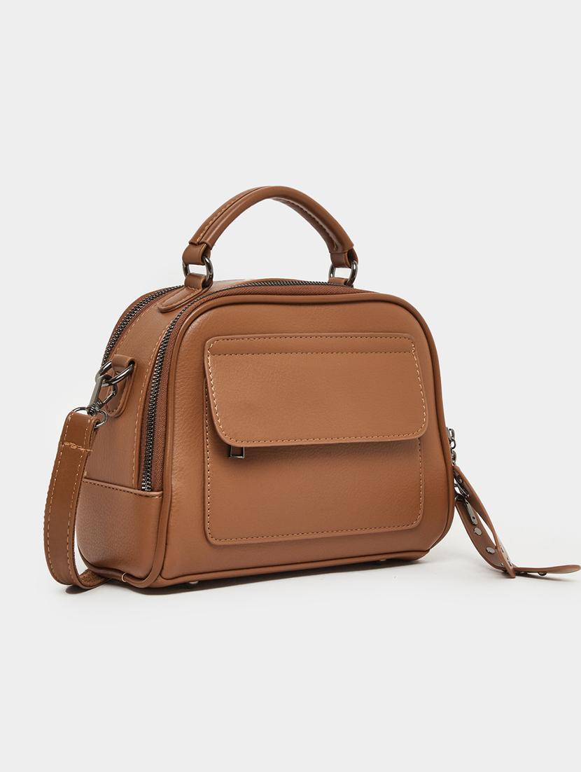 pu brown patch pocket handbag - 21971405 -  Zoom Image - 0