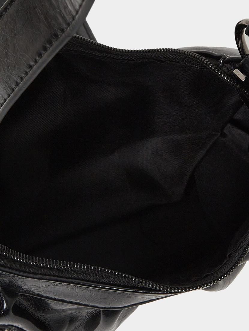 women black pu textured handbag - 21971408 - Standard Image - 7