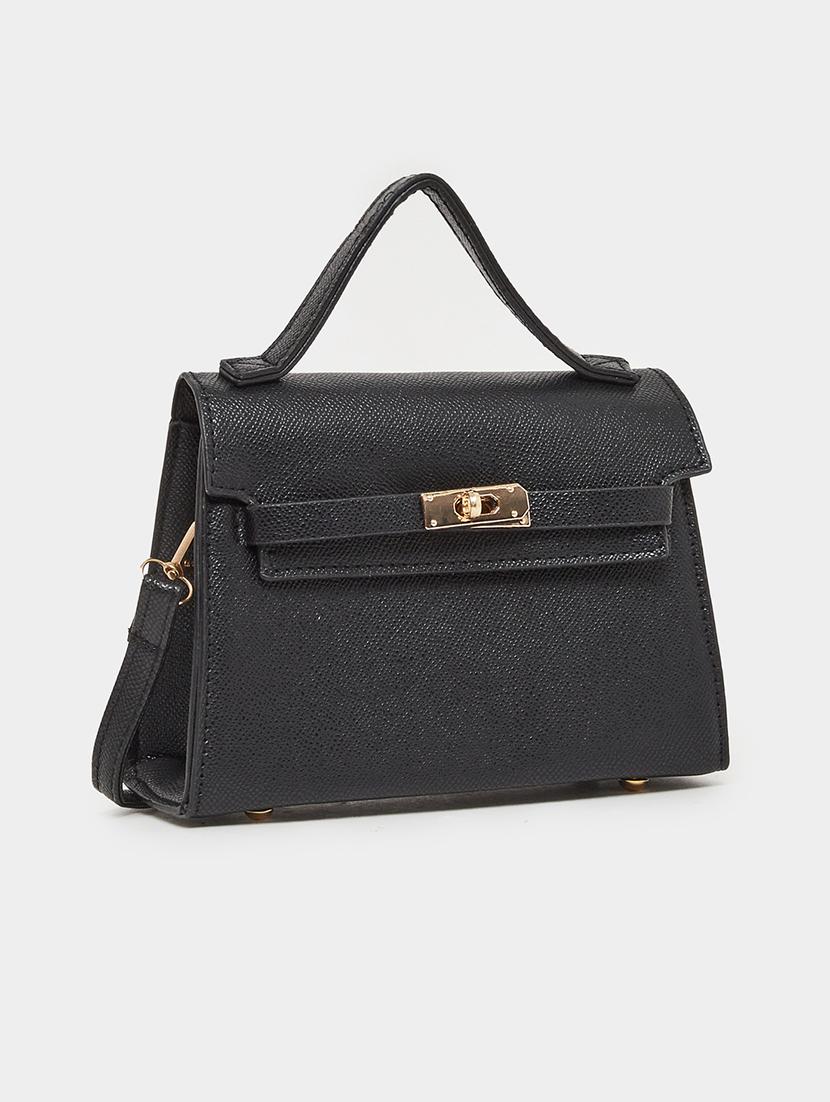 black textured pu leather handbag - 21971410 -  Zoom Image - 0