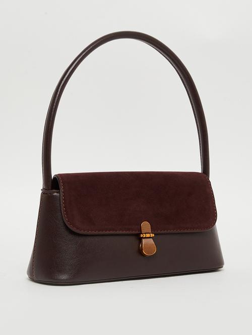 brown color block pu handbag - 21971411 - Standard Image - 0