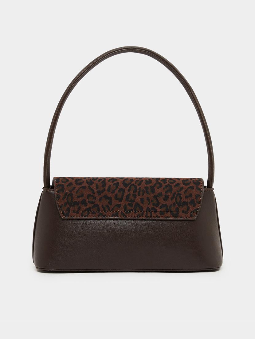 leopard print brown pu handbag with closure - 21971412 - Standard Image - 2