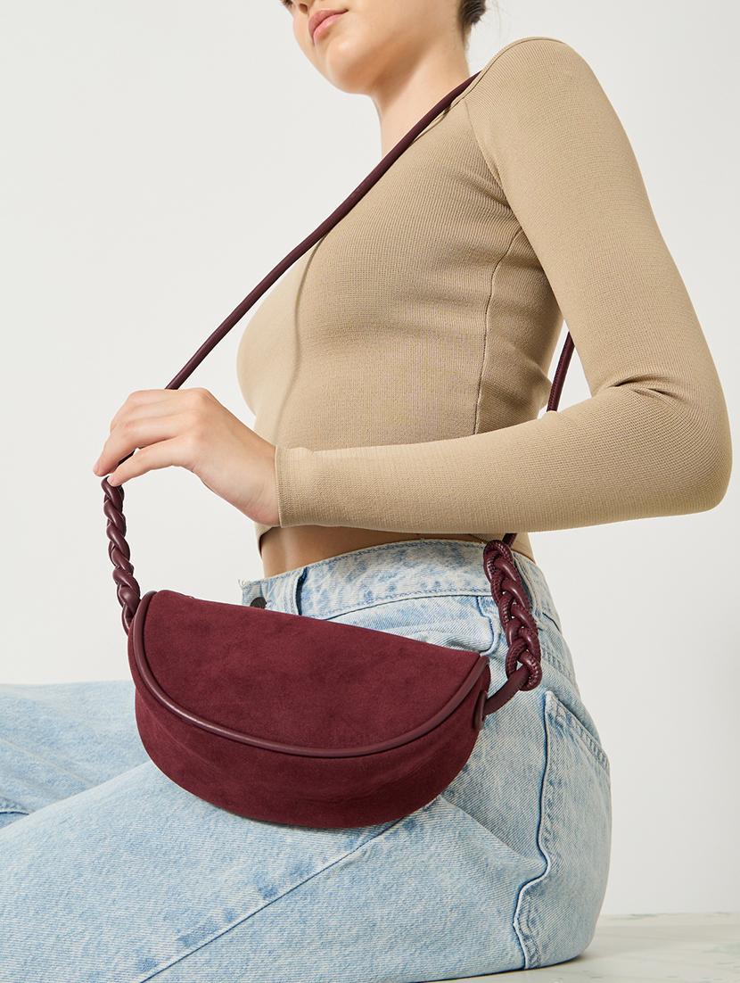 burgundy sling bag with braided handle - 21971413 - Standard Image - 2