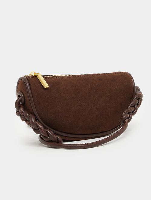 brown sling bag with braided handle - 21971414 - Standard Image - 0
