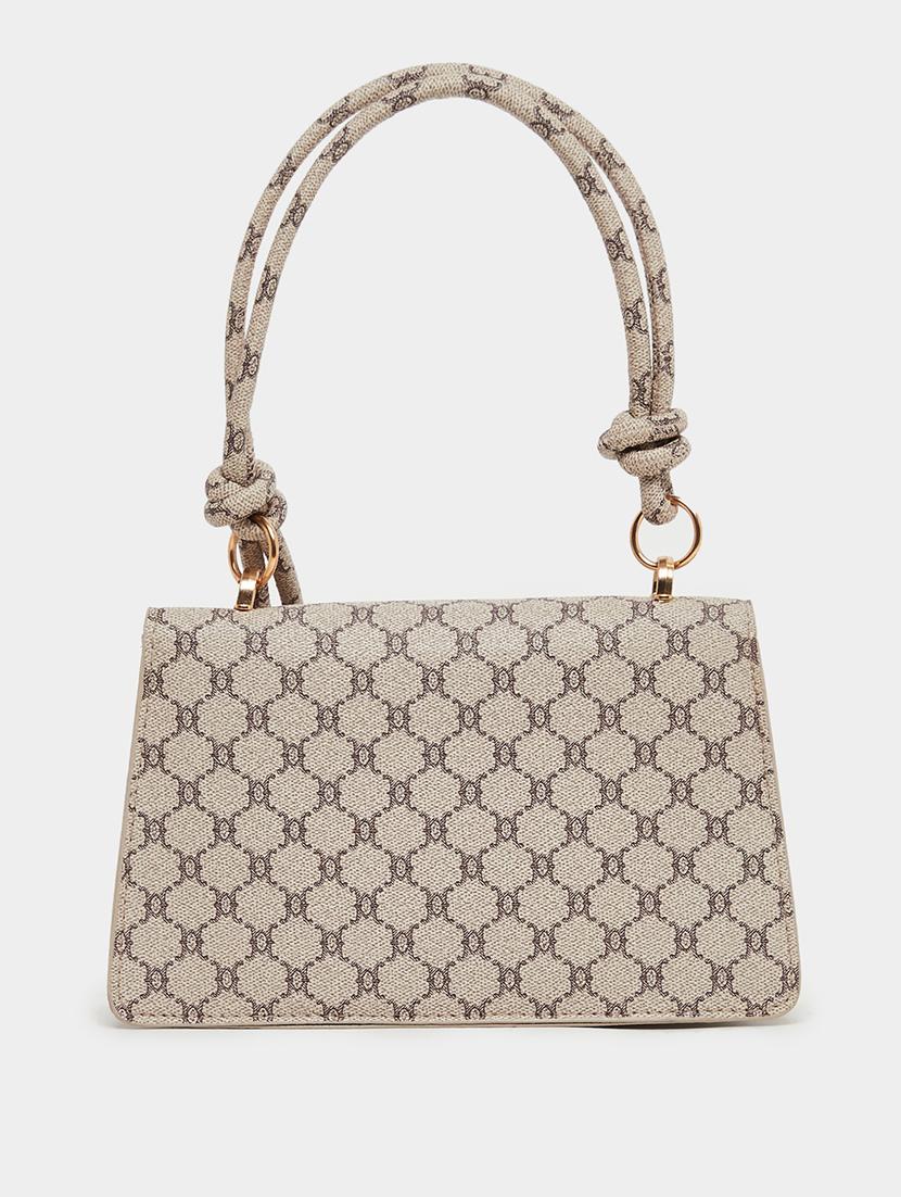 printed pu handbag with tie knot handle - 21971416 - Standard Image - 2