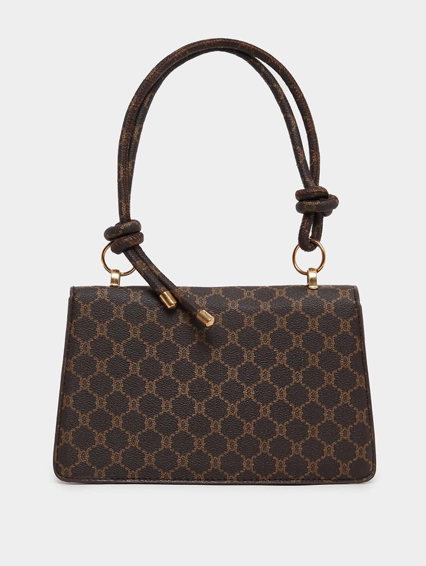 printed tie knot brown pu handbag - 21971417 - Standard Image - 2