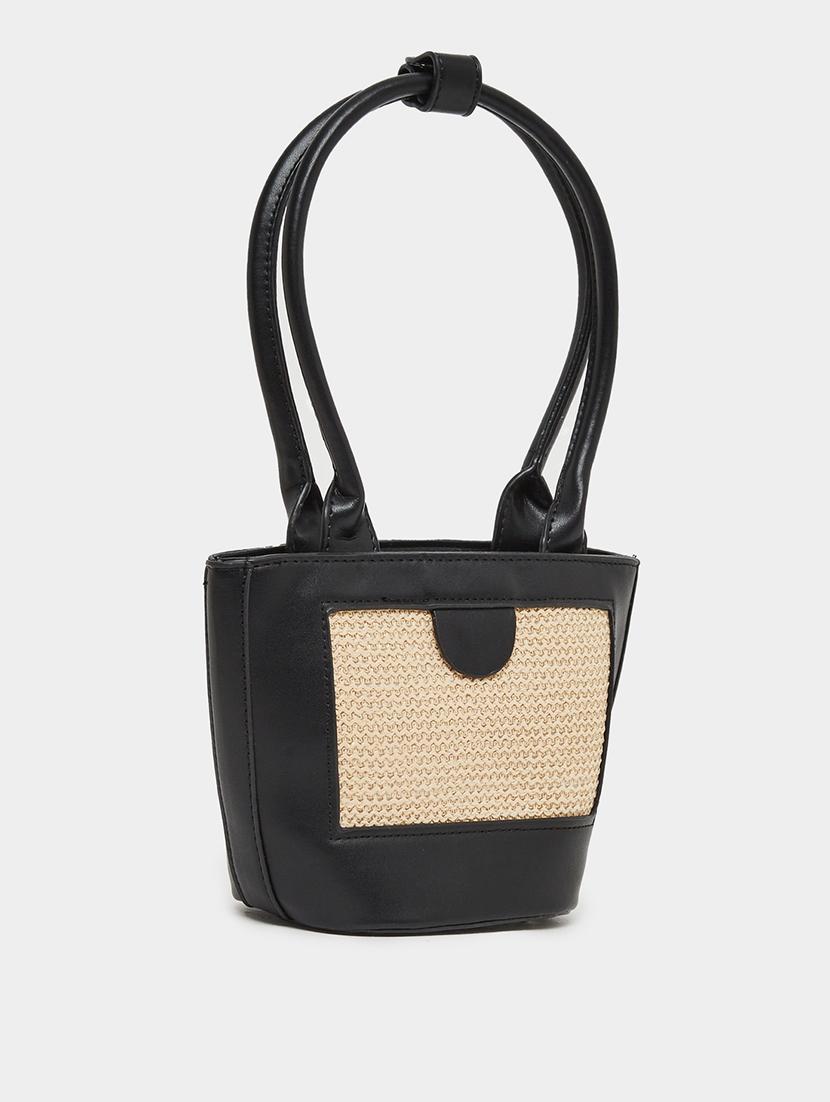 black textured handheld bag women - 21971419 -  Zoom Image - 0