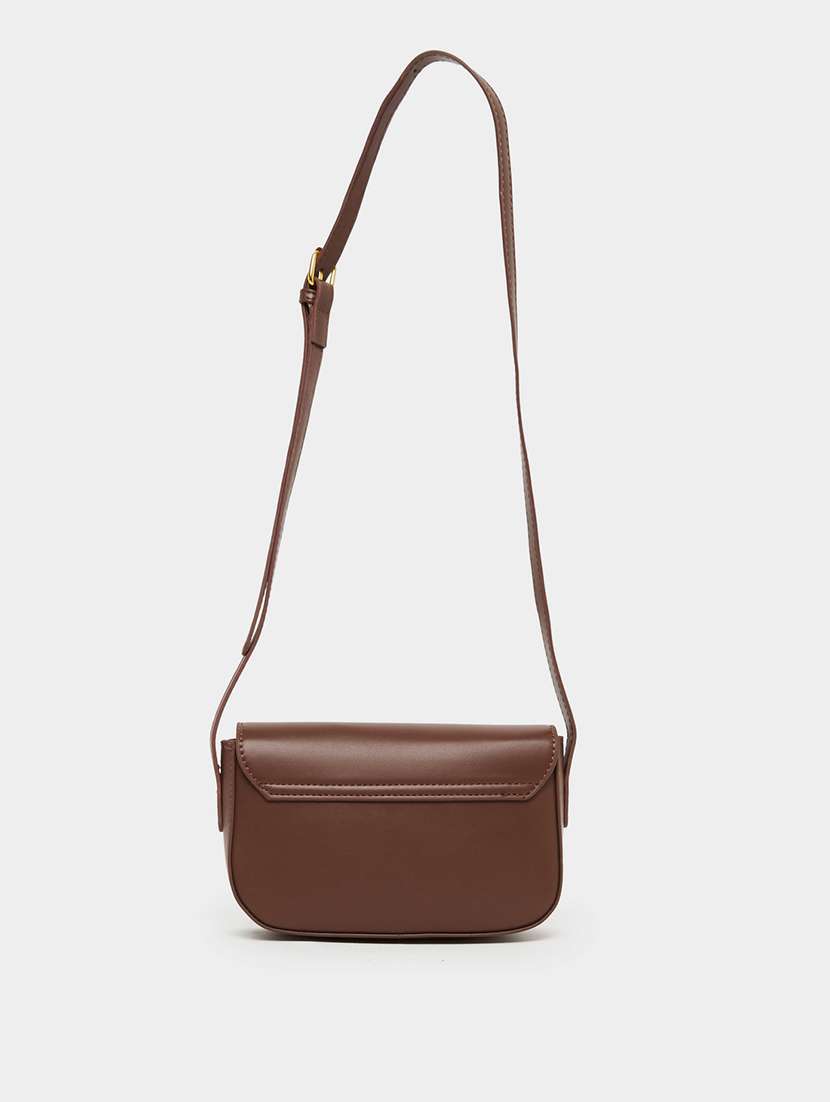 Brown Printed Synthetic Leather Sling Bag
