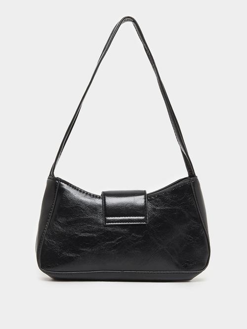 women black pu textured handbag - 21971428 - Standard Image - 0