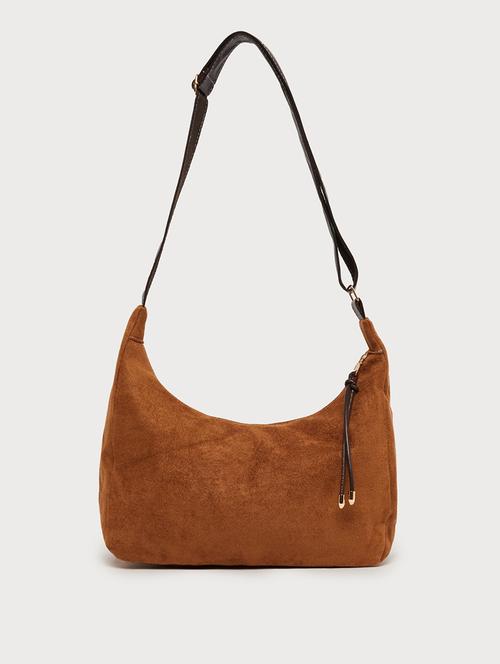 women brown suede solid handbag - 21971429 -  Standard Image - 0
