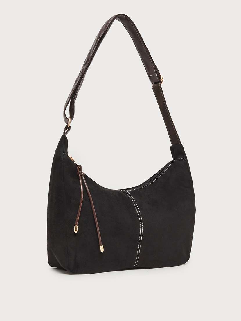 women black suede solid handbag - 21971430 - Zoom Image - 0