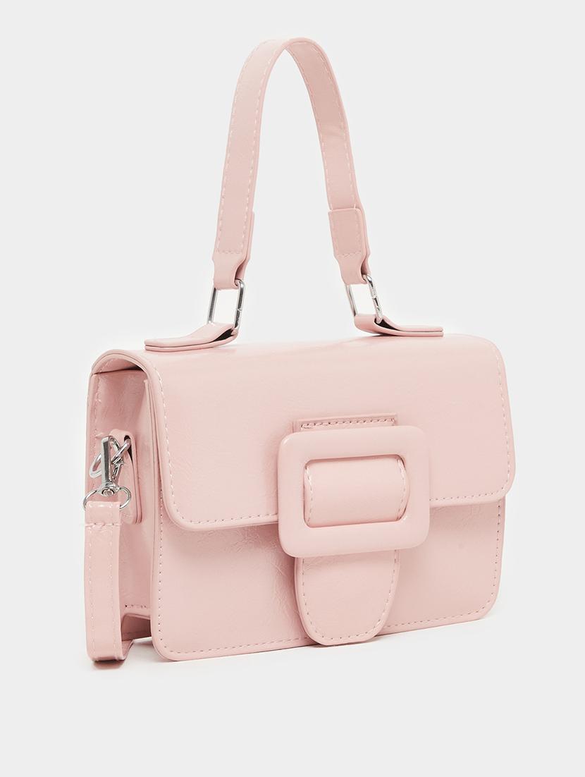women pink pu solid handbag - 21971431 - Standard Image - 2