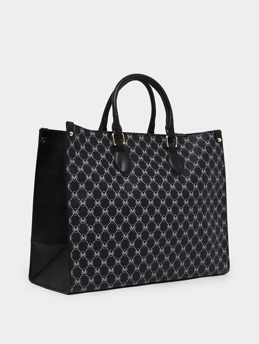 printed black handle handbag geometric pattern - 21971434 - Standard Image - 2