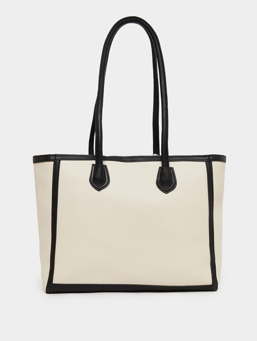 color block pu tote handbag with scarf - 21971436 - Standard Image - 2