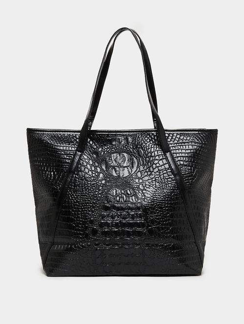 black animal textured pu shoulder bag - 21971440 -  Standard Image - 0