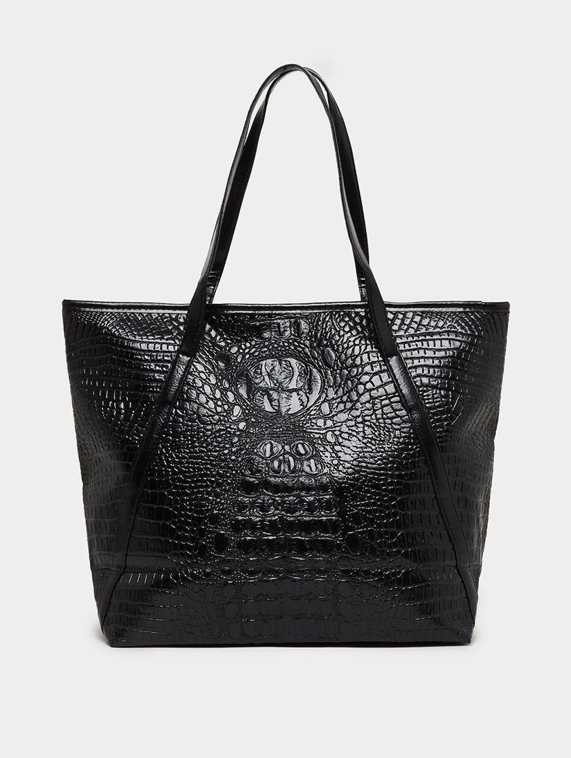black animal textured pu shoulder bag - 21971440 -  Zoom Image - 0