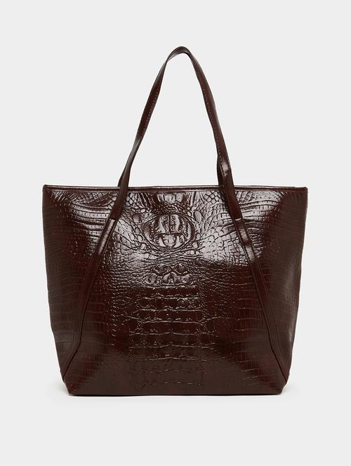 women textured brown shoulder pu bag - 21971441 - Standard Image - 0