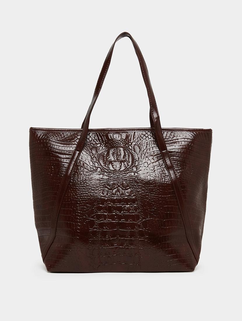 women textured brown shoulder pu bag - 21971441 - Zoom Image - 0