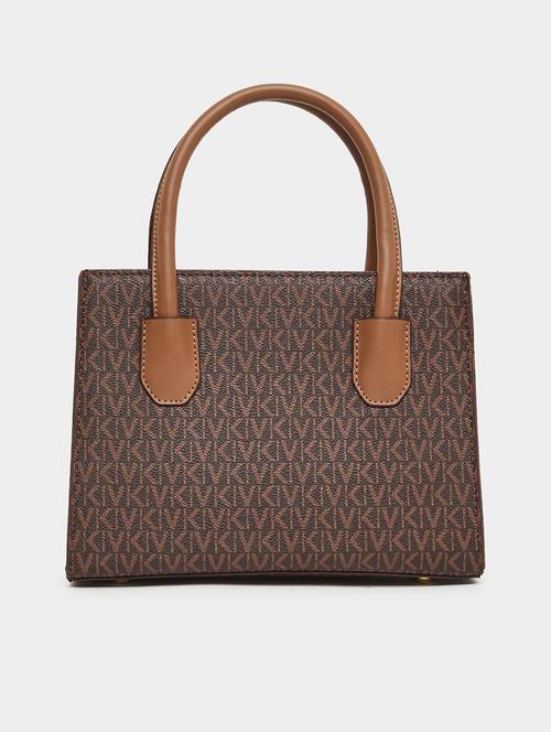 printed brown pu leather structured handbag - 21971442 -  Standard Image - 0