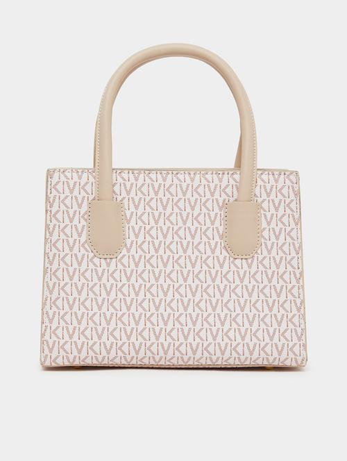 printed beige pu regular handbag - 21971444 - Standard Image - 0