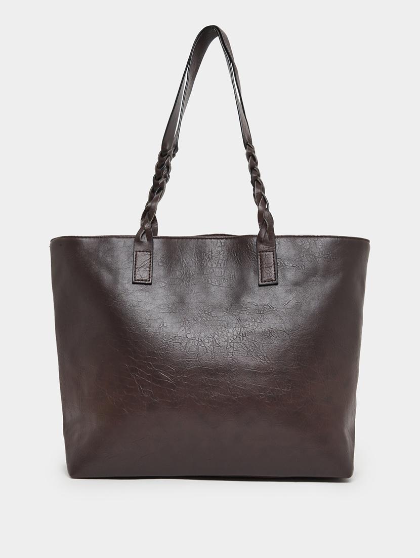 brown pu leather tote bag with tassel - 21971453 - Standard Image - 2