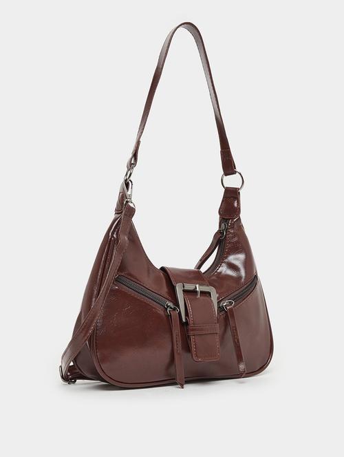 women brown pu textured handbag - 21971454 - Standard Image - 0