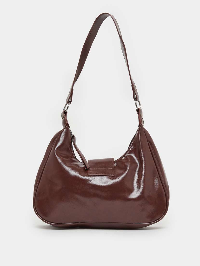 Women Brown Pu Textured Handbag