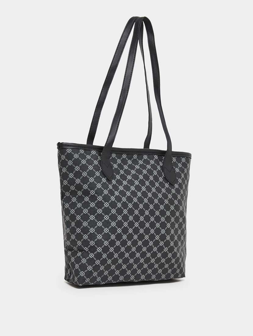 women black printed tote bag  