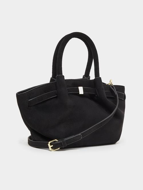 black solid handbag with detachable strap - 21971463 - Standard Image - 0