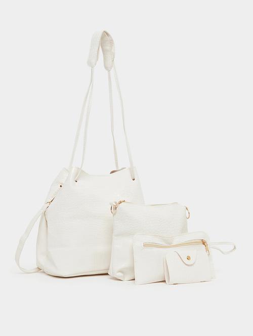 white textured handbag set of four - 21971467 -  Standard Image - 0
