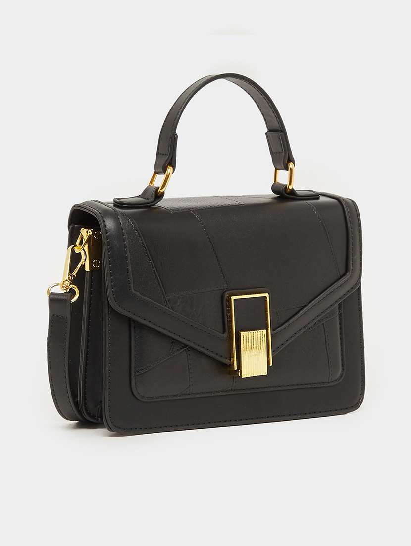 women black pu structured satchel handbag - 21971470 - Zoom Image - 0