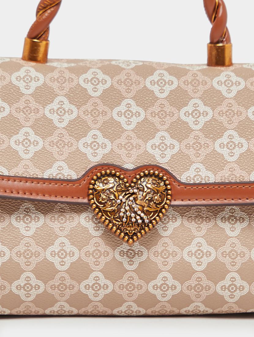 women printed beige pu structured handbag - 21971471 - Standard Image - 2