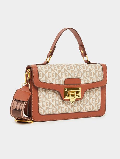 women printed pu leather handbag with sling strap - 21971472 - Standard Image - 0