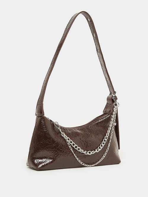 women brown pu textured handbag - 21971478 - Standard Image - 0