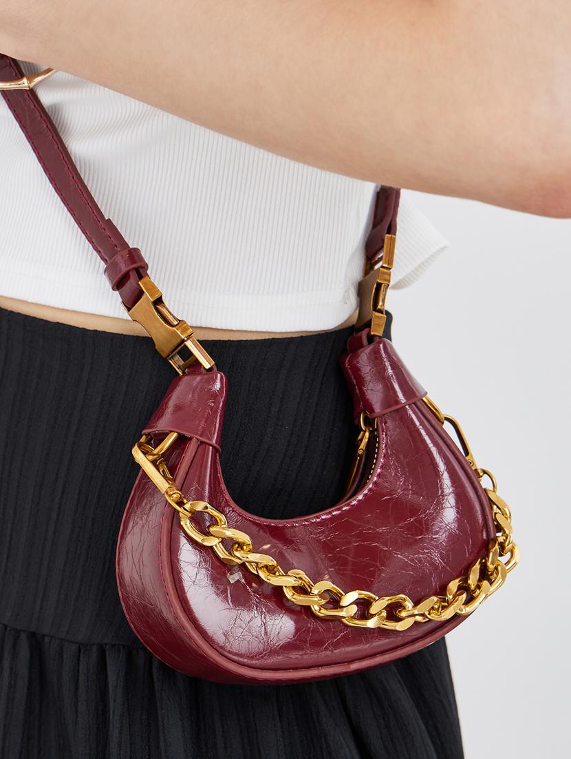 chain strap structured burgundy sling bag - 21971485 - Standard Image - 2