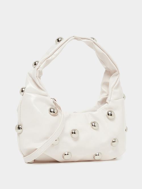 white pu handbag with embellishments - 21971489 - Standard Image - 0