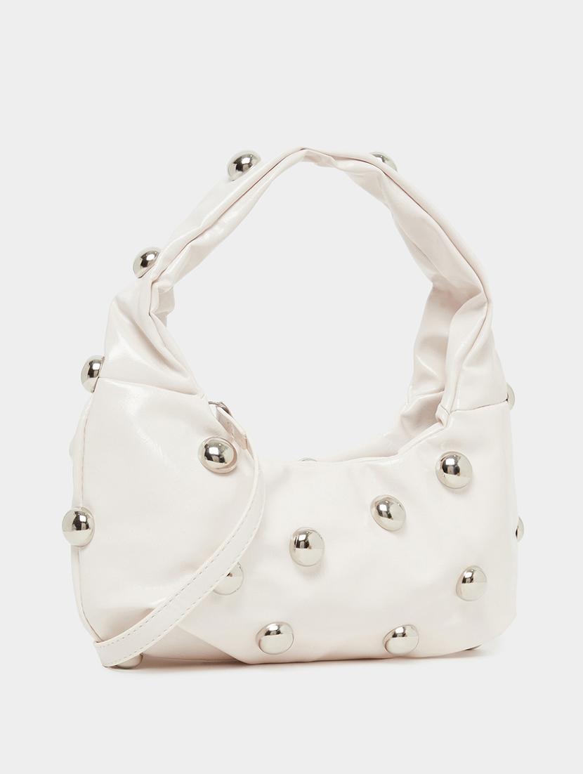 white pu handbag with embellishments - 21971489 - Zoom Image - 0