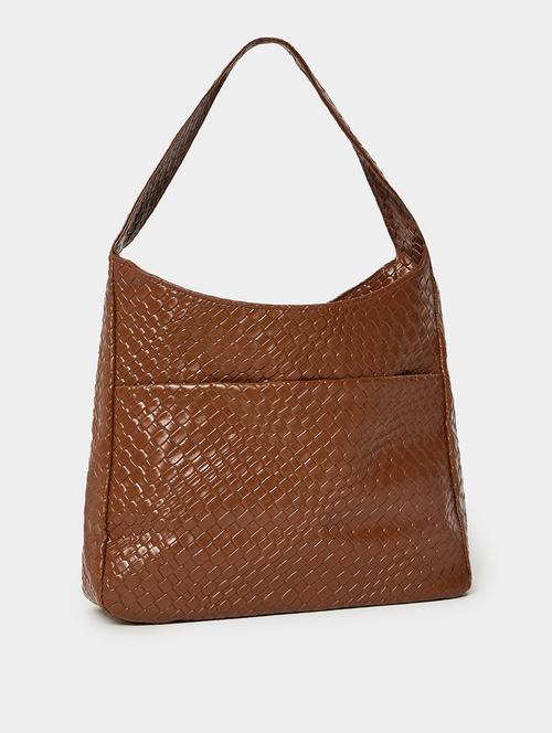 brown woven textured shoulder bag handbag - 21971496 - Standard Image - 0