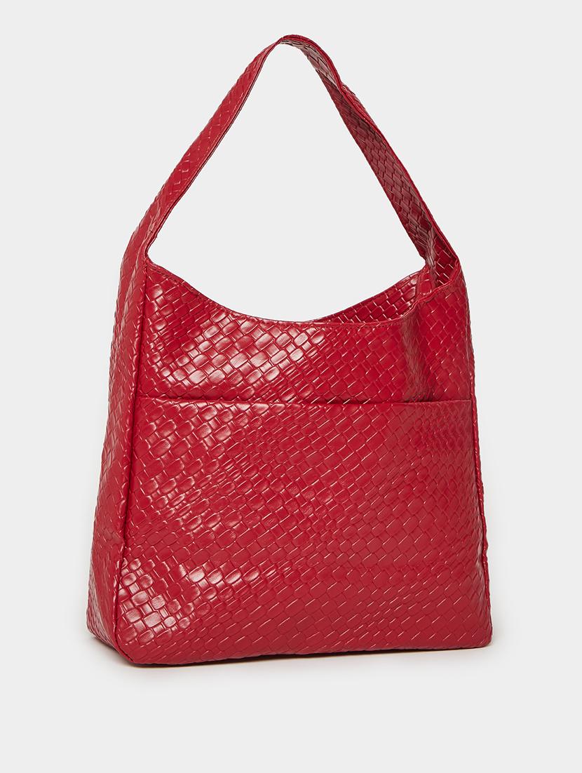 red woven textured pu shoulder bag - 21971497 - Standard Image - 2