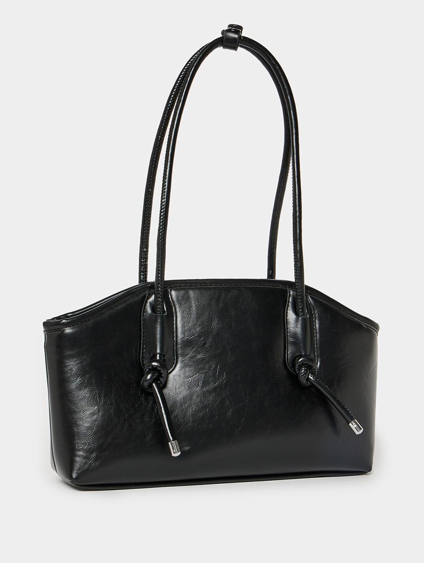 solids black shoulder bag with knots - 21971503 - Standard Image - 2