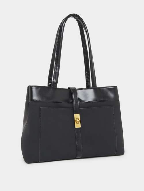 black solid regular shoulder bag - 21971504 - Standard Image - 0