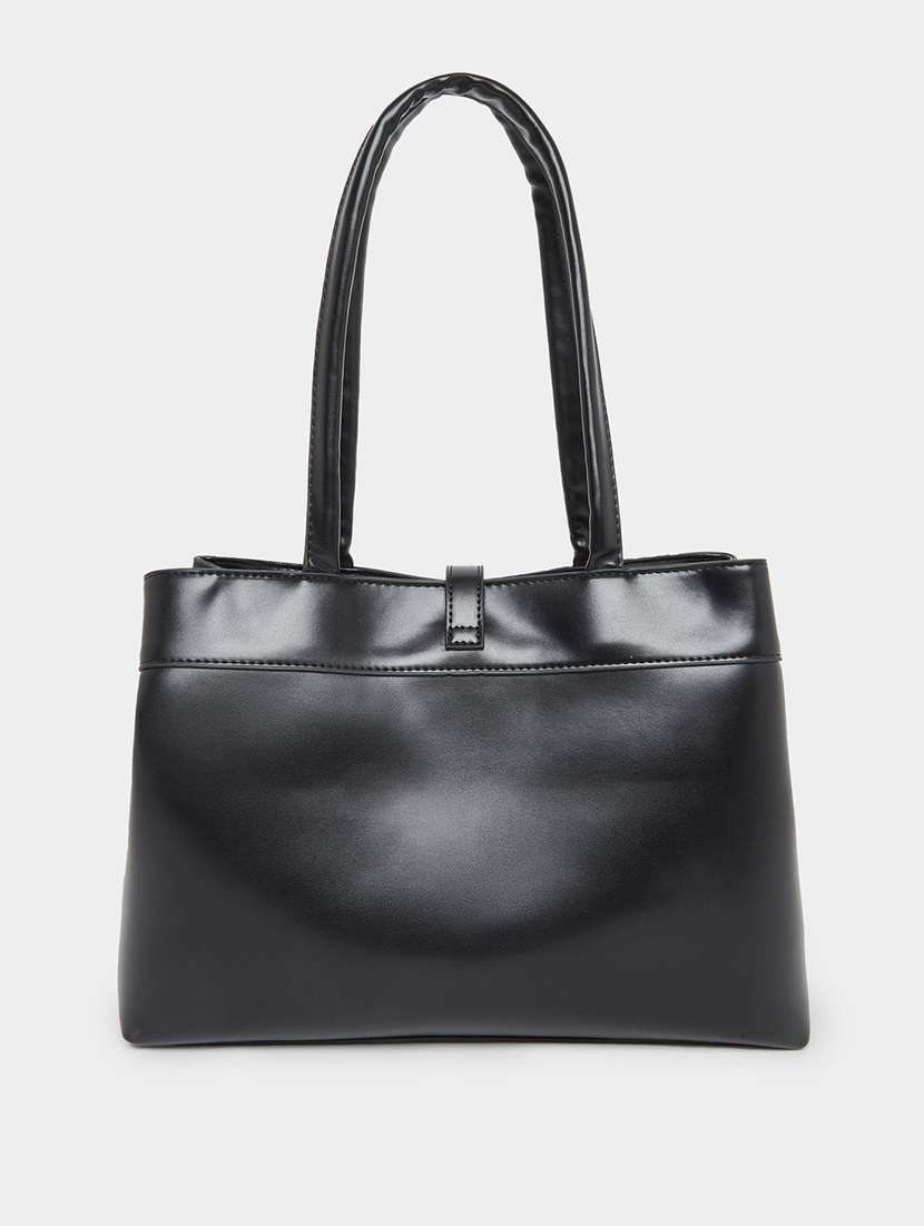 black solid regular shoulder bag - 21971504 - Standard Image - 2