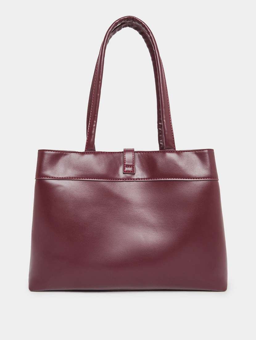 maroon solid shoulder bag with twist clasp - 21971505 -  Standard Image - 2