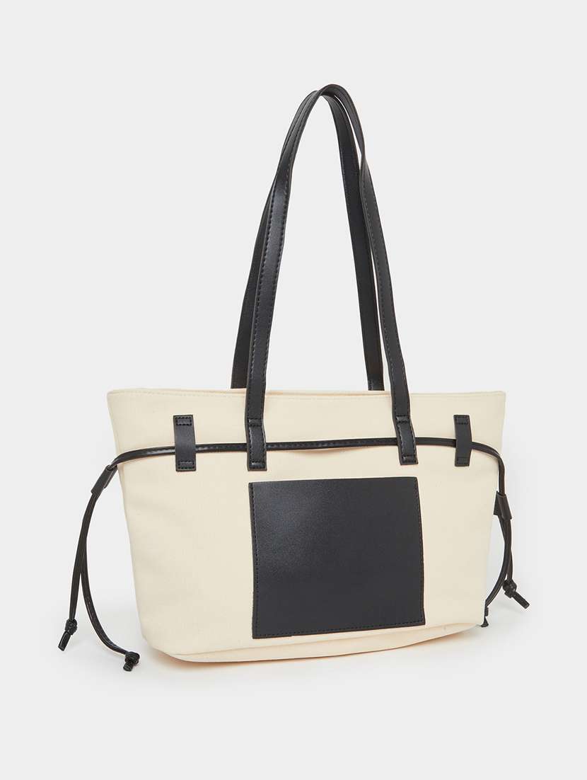 color block white pu shoulder bag