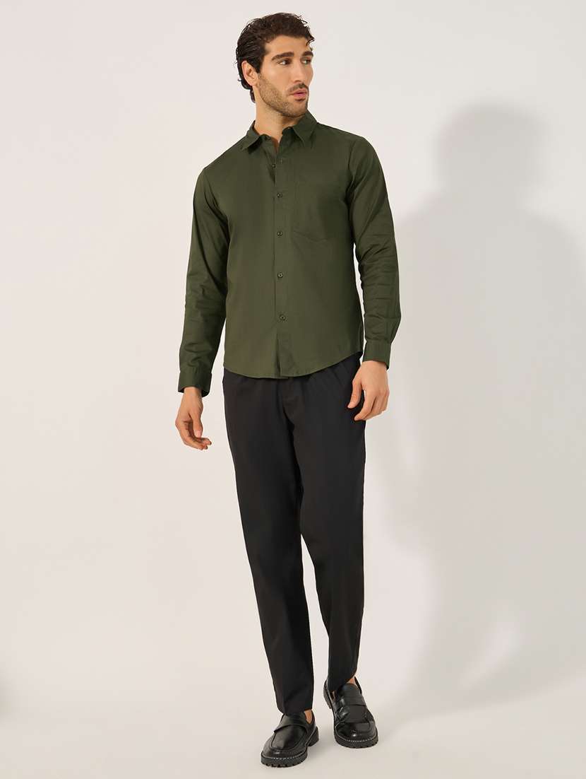 men solid long sleeve slim fit casual shirt - 21971542 -  Standard Image - 2