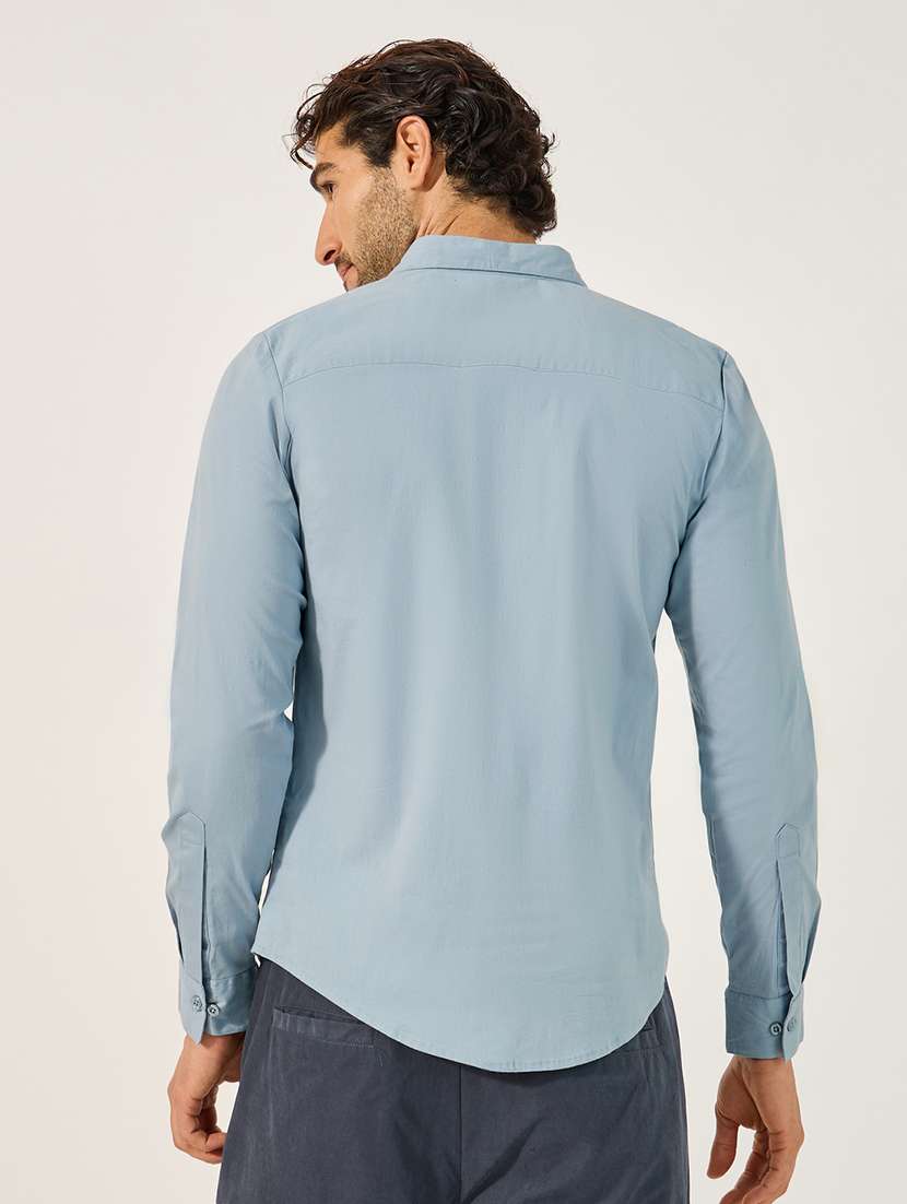 men solid long sleeve slim fit casual shirt - 21971546 - Standard Image - 2